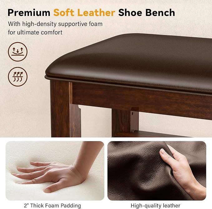 Shoe Bench Storage Rubberwood - Image 5