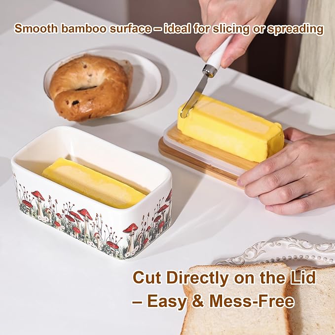 Fungi Fun Ceramic Mushroom Butter Dish - Image 7