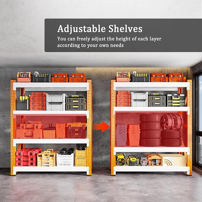 5000LBS Garage Shelving 59" W Garage Shelving Heavy Duty 4-Tier Metal Storage - Image 5