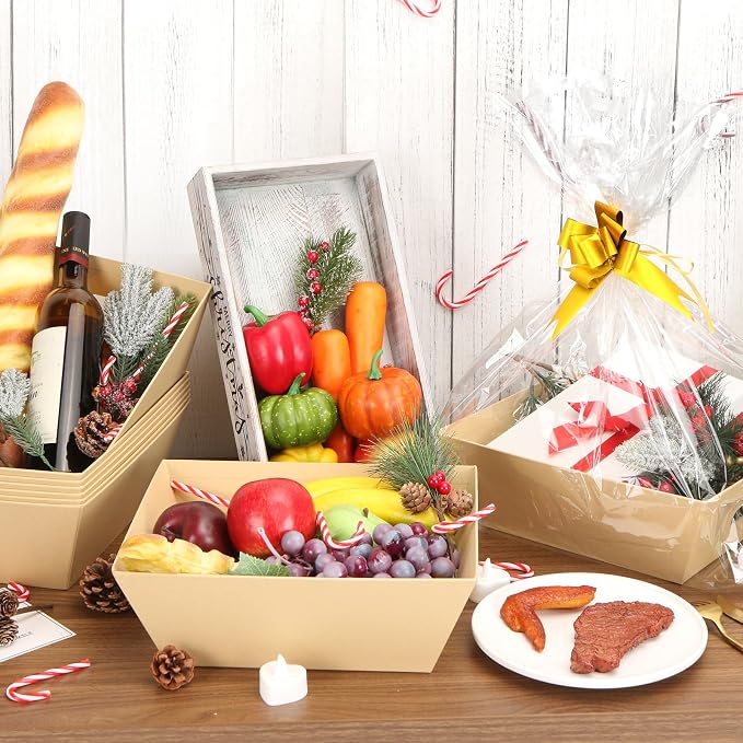 AFOROEOA 10PACK Baskets For Gifts Empty, 10x12”Thick Kraft Gift Basket - Image 2