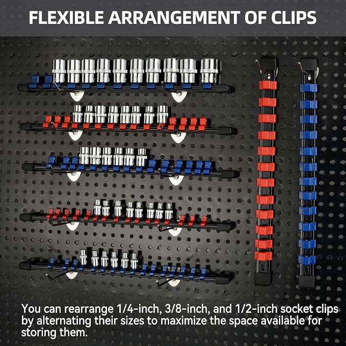 Socket Organizer Drive ABS Tools-Socket Holder, 3/8-Inch x 45 Clips, 1/2-Inch x - Image 6