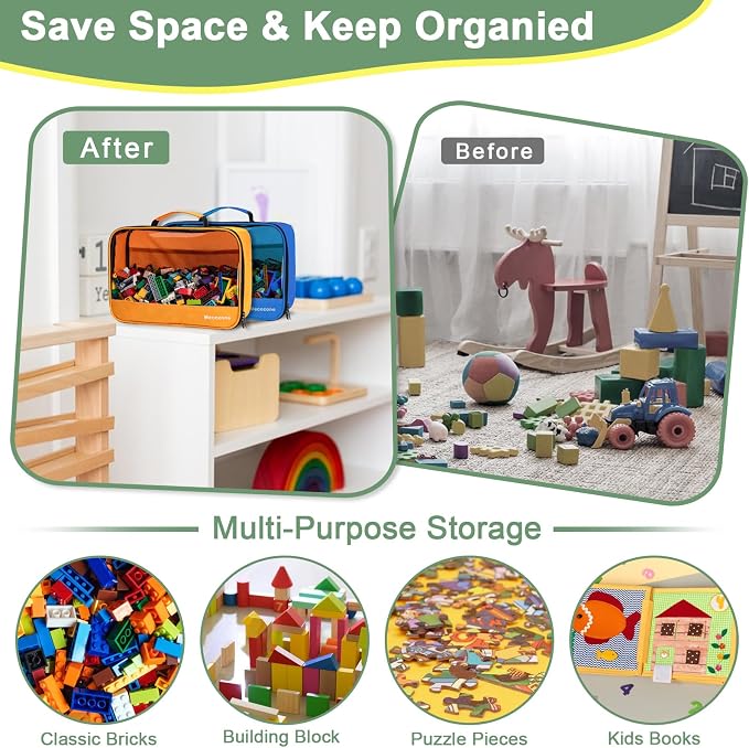 4 PCS Toys Storage Bag, Classic Bricks Building Set Storage Bag, Travel Case - Image 3