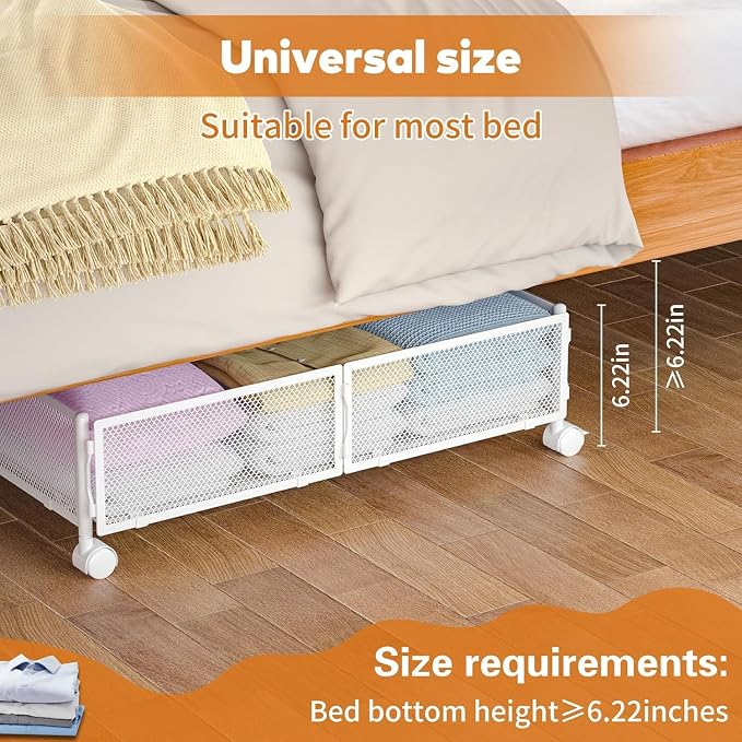 Under Bed Storage with Wheels, Rolling Under Bed Storage Bins - Image 5