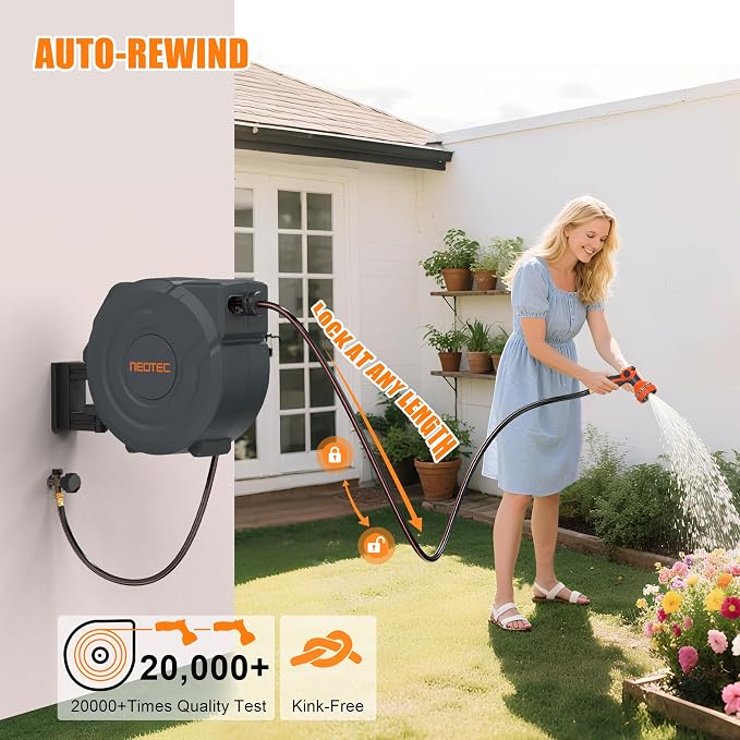 NEOTEC Retractable Garden Hose Reel 1/2 inch x 150ft - Image 4