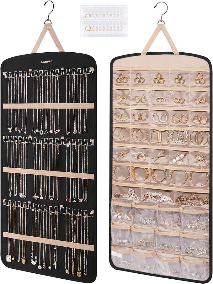 BAGSMART Hanging Jewelry Organizer, Necklace Holder Anti-tangle Earrings Rings by BAGSMART