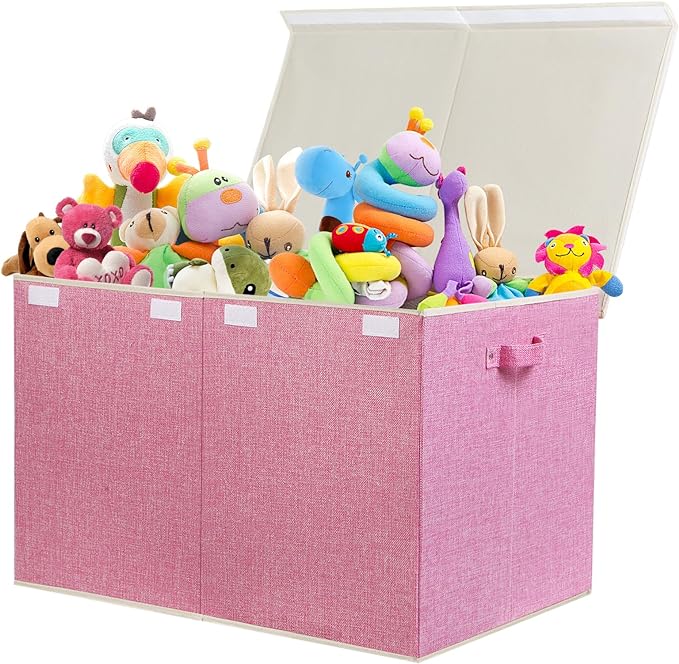 122L Large Toy Box Chest with Lid, Foldable Toy Storage Organizer Bin Boxes by popoly