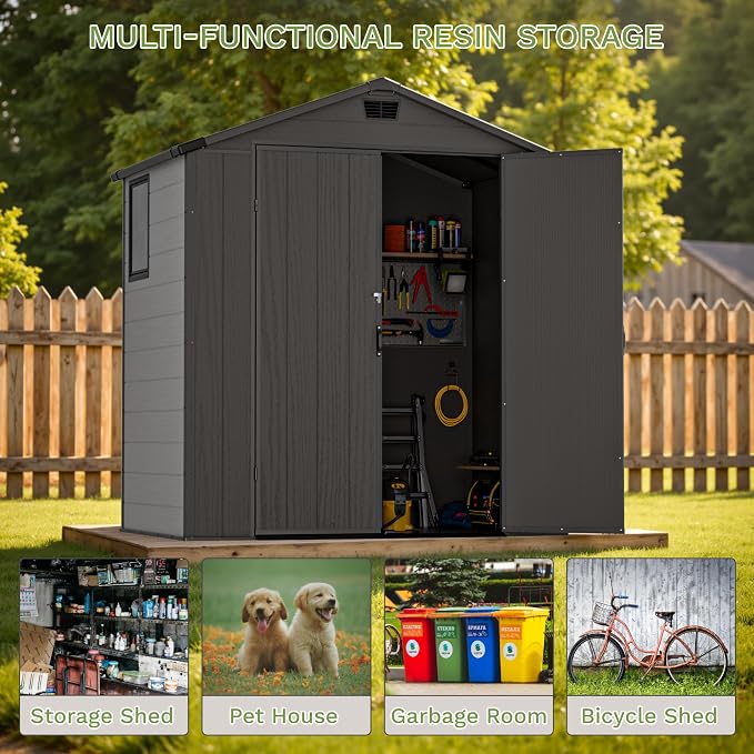 Greesum 6x4FT Plastic Outdoor Storage Shed - Image 6