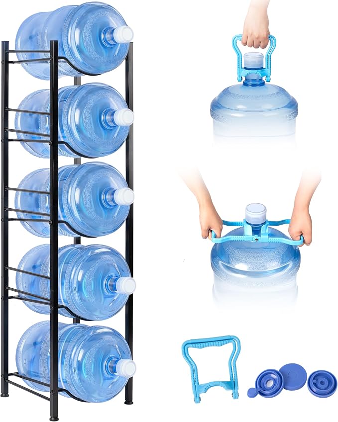Klvied 5-Tier Heavy Duty Water Jug Organizer, 5 Gallon Cooler Jug Rack by Klvied