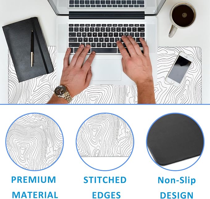 Mouse Pad, Topographic Line Desk Mat - Image 3