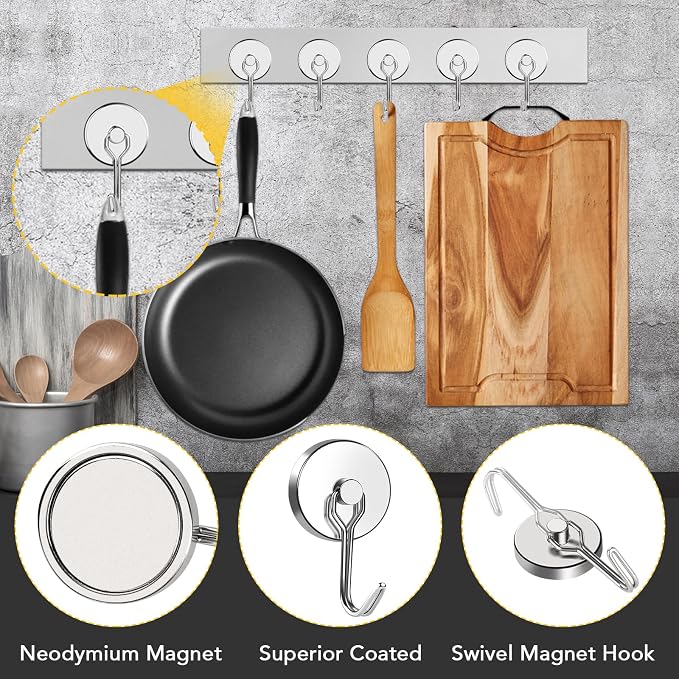 MIKEDE 120LB Magnetic Hooks, Neodymium Magnet Hooks - Image 4