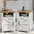 Farmhouse Nightstand with Charging Station, Couch Side Table Set of 2, Bedside by Unknown