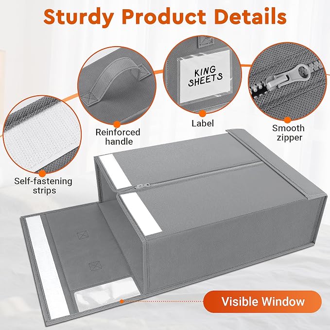 2 Pack Bed Sheet Closet Organizers and Storage, Sturdy Foldable Storage - Image 5