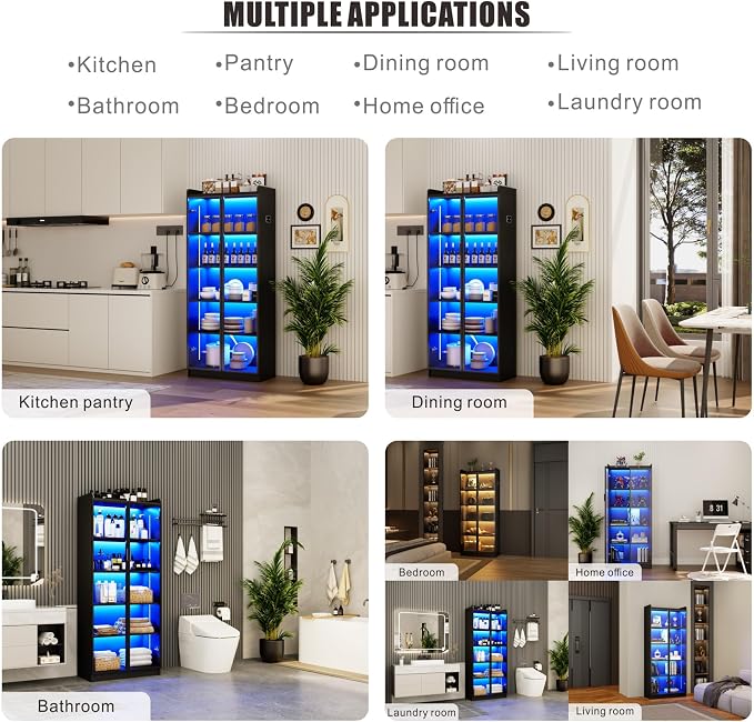 Display Cabinet with Doors and Adjustable Shelves, 5 Tier Display Case - Image 6