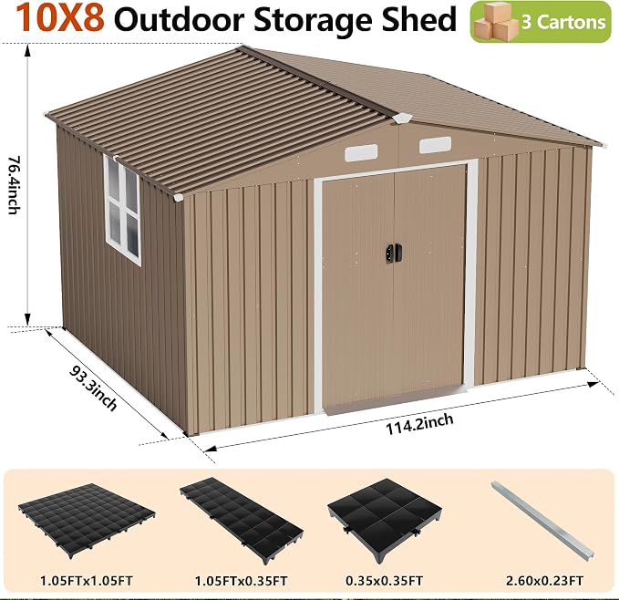 10x8FT Outdoor Storage Shed - Image 3