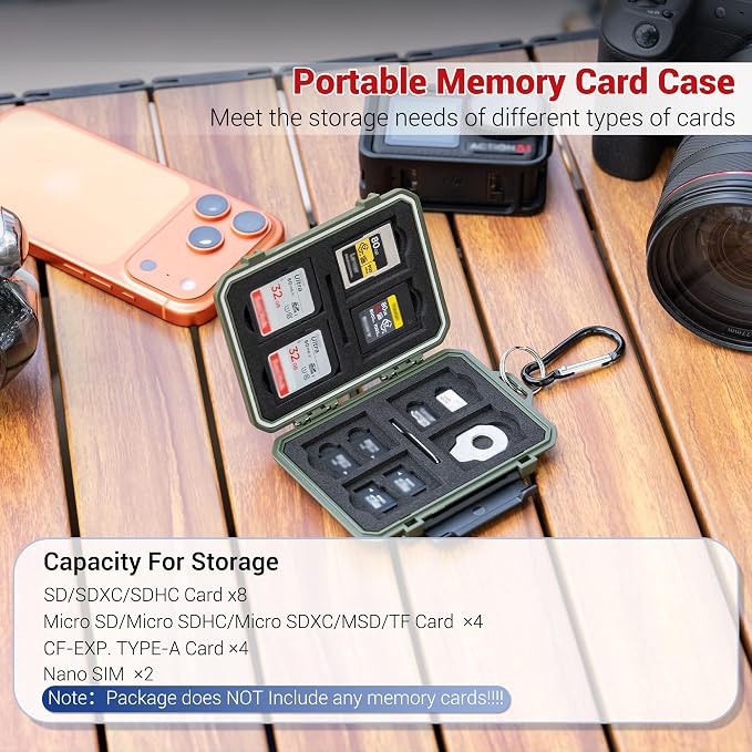 Memory Card Case with 18 Slots, IP67 Waterproof Anti-Shock Travel Camera Memory - Image 2