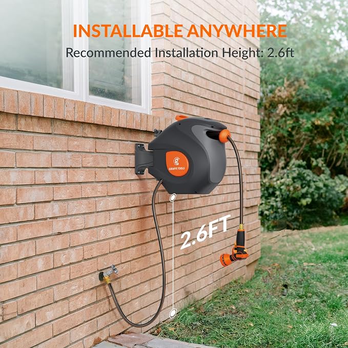 Giraffe Tools BW35 Retractable Garden Hose Reel | Wall-Mounted, Automatic Rewind - Image 7