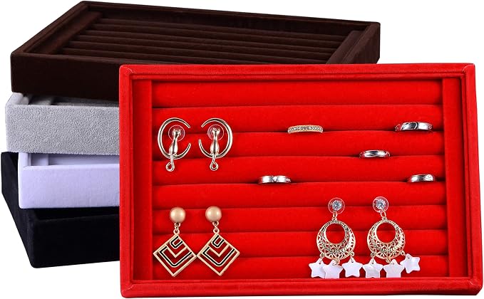 Valyria Velvet 7 Slots Ring Earrings Trays Showcase Display Jewelry Organizer - Image 6