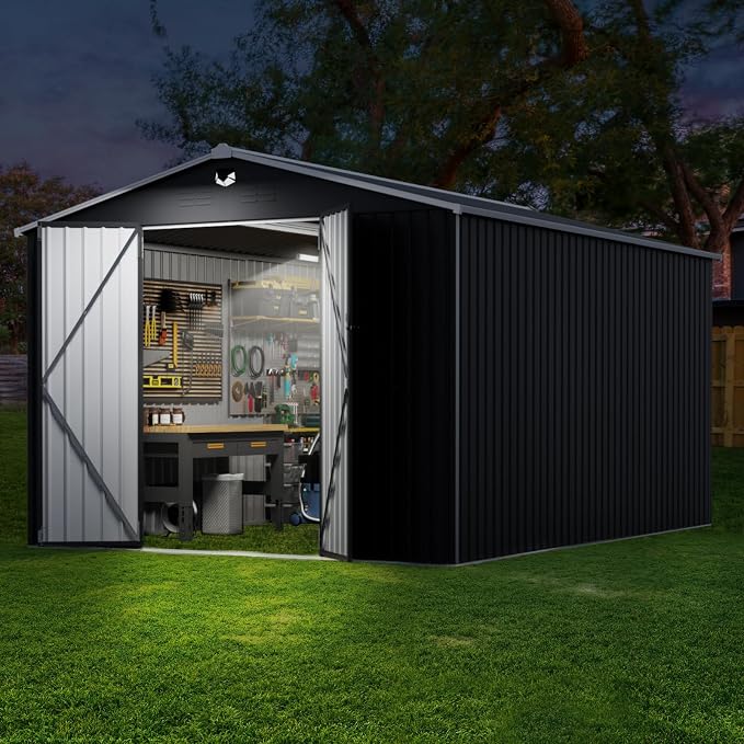 10x14 FT Outdoor Storage Shed, Metal Tool Sheds, Waterproof Outside Storage Shed - Image 9