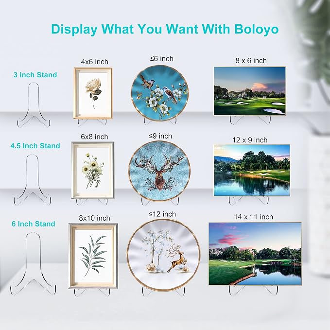 Boloyo 60-Degree Angle Acrylic Plate Display Stand, 4.5 Inch 2PC Clear Acrylic - Image 3