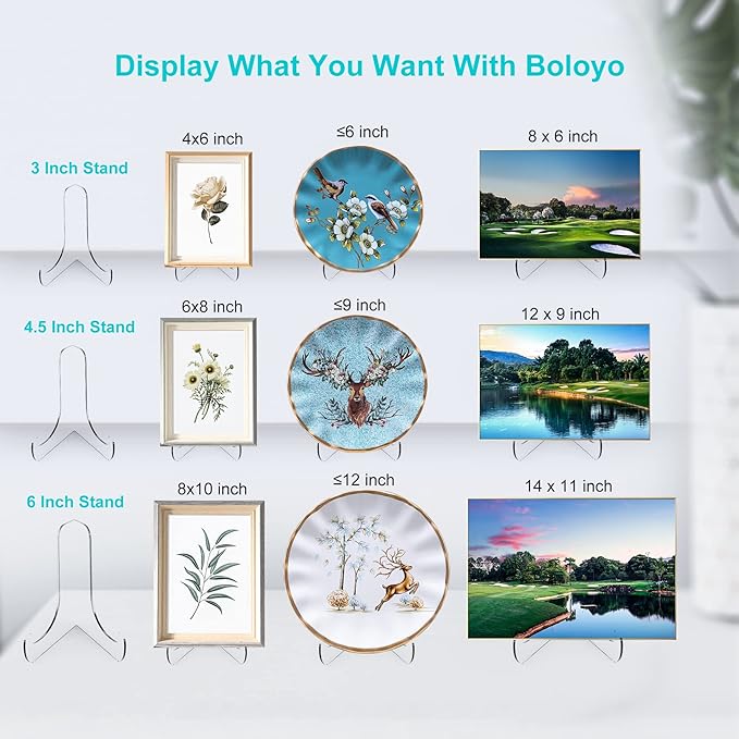 Boloyo 60-Degree Angle Acrylic Plate Display Stand, 3 Inch 5PC Clear Acrylic - Image 3