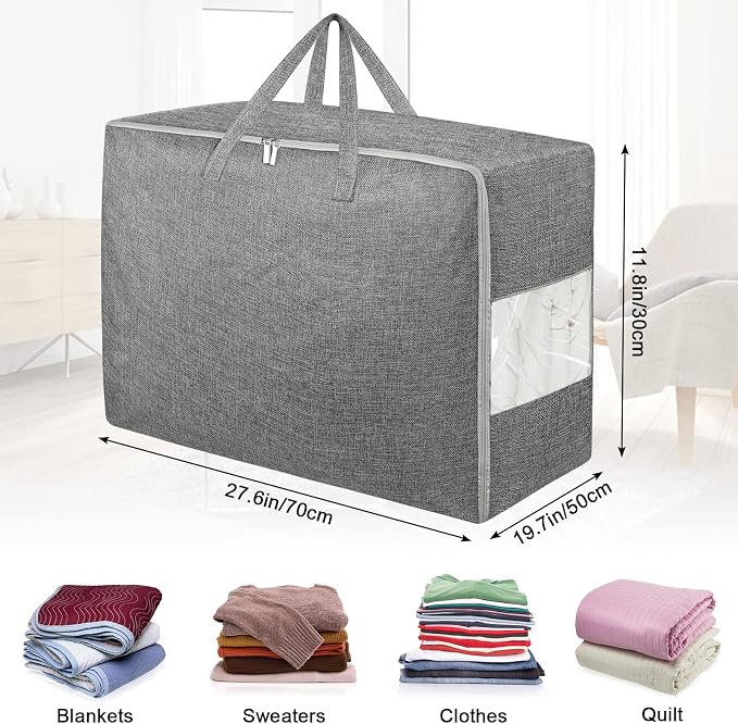 8Pack 105L Extra Large Storage Bags, Folding Moving Comforter Blanket Storage - Image 2