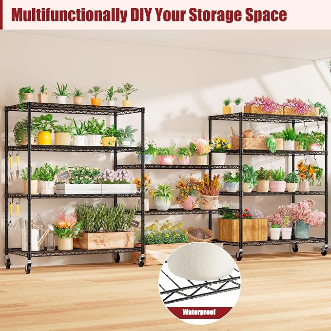 PrimeZone 2 Packs 48" W x 24" D x 81" H Heavy Duty Wire Storage Shelves - Image 6