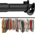 Closet Rod 50-87 Inches, Adjustable Heavy Duty Metal Black Closet Rods by Unknown