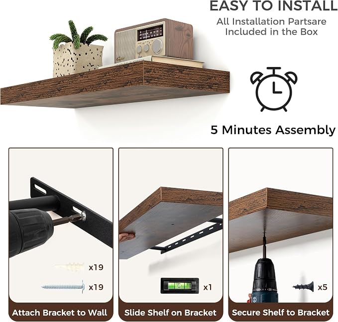 Floating Shelves for Wall, Engineered Wood Wall Shelves - Image 6