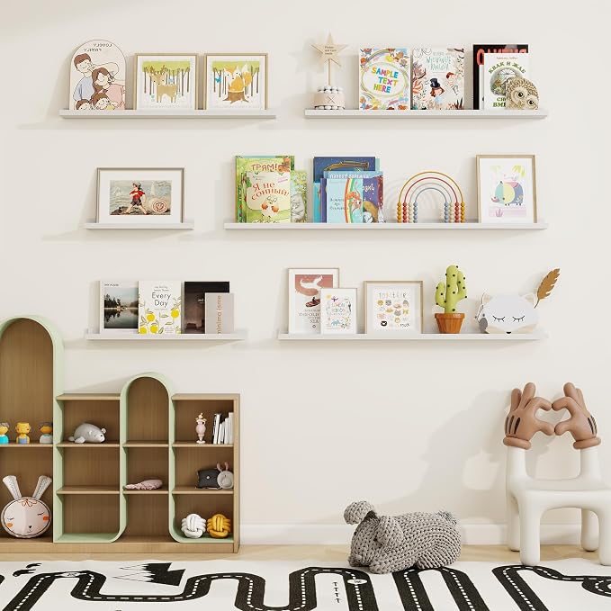 Picture Ledge Shelf, Floating Shelves Set of 2, 36 Inches Solid Wood Nursery - Image 7