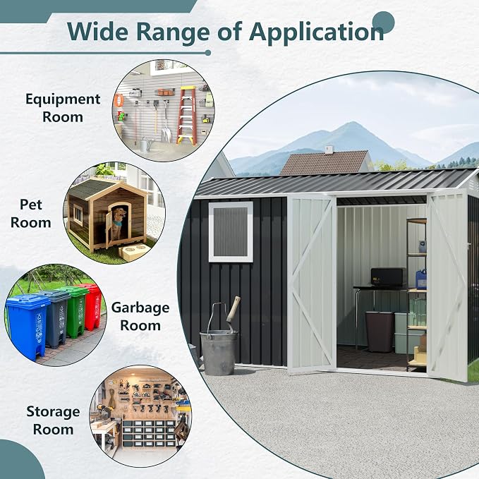 9 * 6 FT Metal Garden Storage Sheds - Image 6