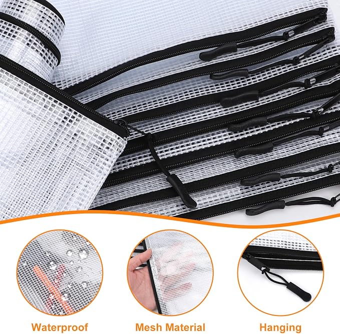 24 Pack A4 Mesh zipper pouch bags, Storage Bags, File Bags - Image 3
