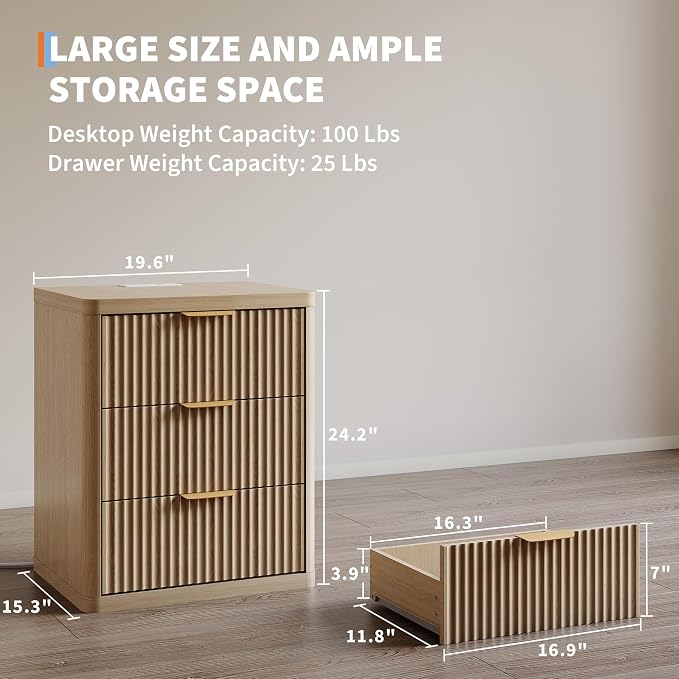 Fluted Nightstand Set of 2 - Image 3