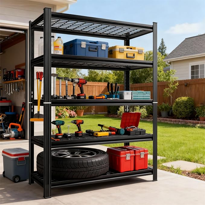35''W Wire Shelving Unit, 3000 Lbs Heavy-Duty Garage Storage Shelves, 5-Tier - Image 2
