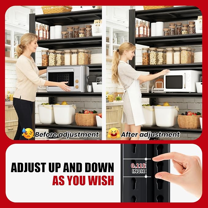 Heavy Duty Garage Shelving, Metal Storage Shelves, Adjustable 5 Tier Metal - Image 3