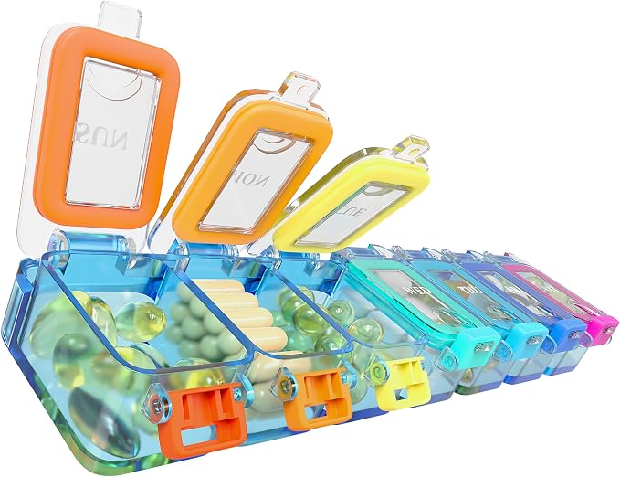 Weekly Pill Organizer 1 time a Day – Pill Box 7 Day by BEXEEN