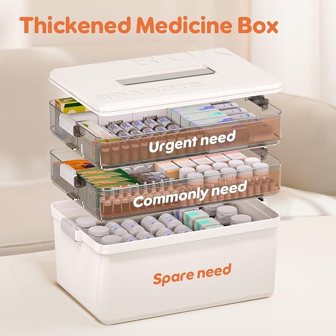 Citylife 3-Tier Medicine Cabinet Organizer, Medicine Cabinet First Aid Kit - Image 4