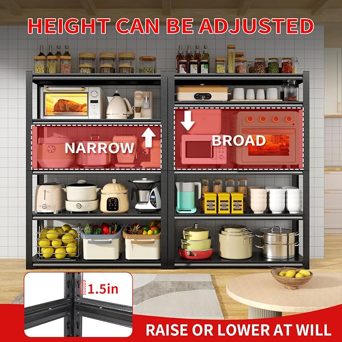 2800LBS Heavy Duty Garage Shelving, 47.2"W Adjustable Garage Storage Shelves - Image 4