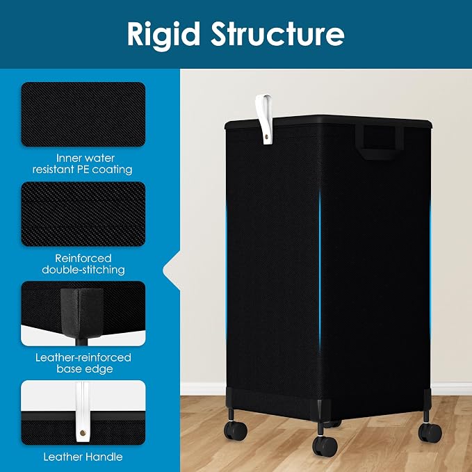 Laundry Basket with Wheels 105L, Large Rolling Laundry Hamper with Removable Bag - Image 4