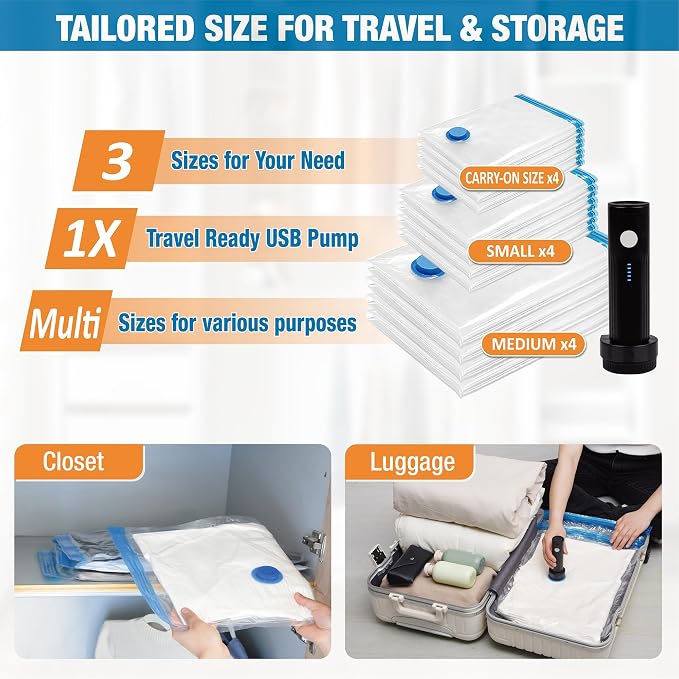 12 Pack Travel Vacuum Storage Bags - Image 4