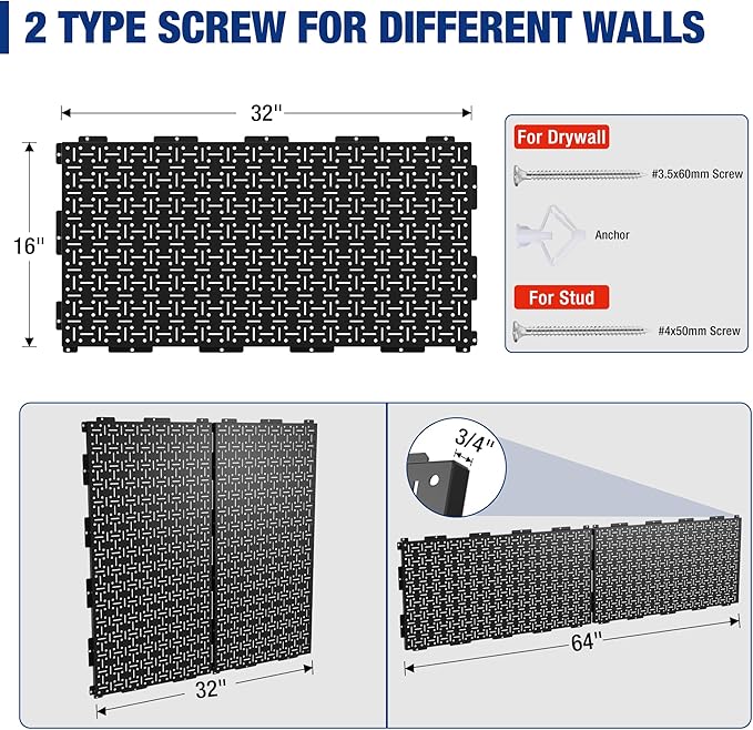 WORKPRO Metal Pegboard 16”x 32” Steel Panel - Image 5