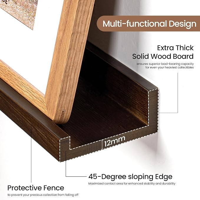 Picture Ledge Shelf, Floating Shelves Set of 2, 48 Inches Solid Wood Nursery - Image 4