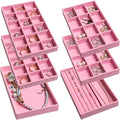 Frebeauty Jewelry Organizer Tray, Stackable Velvet Jewelry Trays, Drawer by Frebeauty