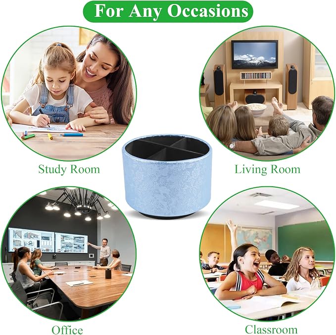 lizimandu Round Leather Art Supply Organizer, Remote Control Holder, 360 Degree - Image 8