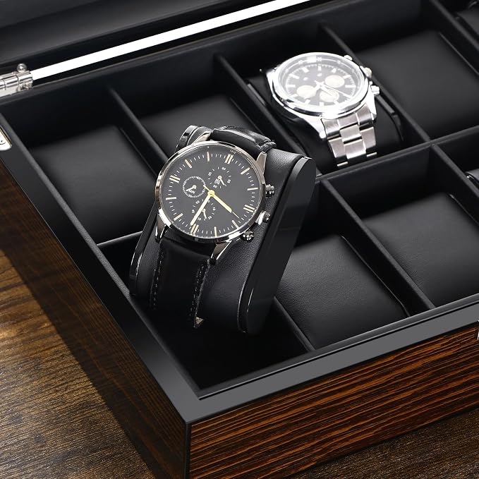BEWISHOME Watch Box, 10-Slot Wooden Watch Case, Mens Watch Box - Image 7