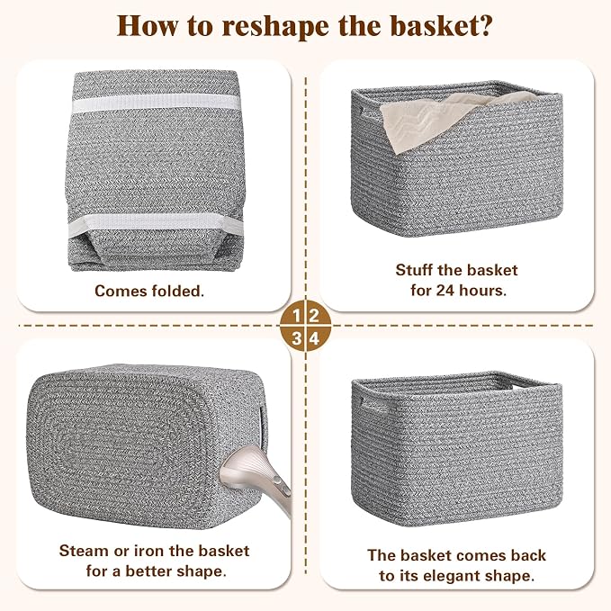 Storage Baskets for Organizing, 4 Pack Storage Baskets for Shelves, Woven - Image 8