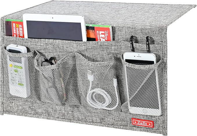 Linen 6 Pockets Bedside Caddy, Bedside Storage Organizer - Image 2