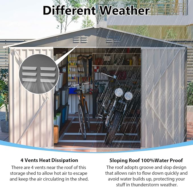 14x10 FT Outdoor Metal Storage Shed - Image 3