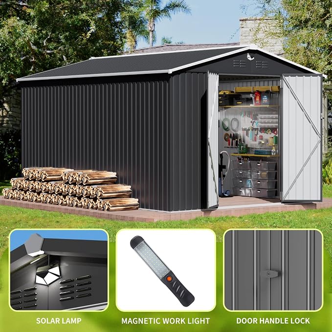 10x14 FT Metal Storage Shed, Outdoor Tool Sheds - Image 3