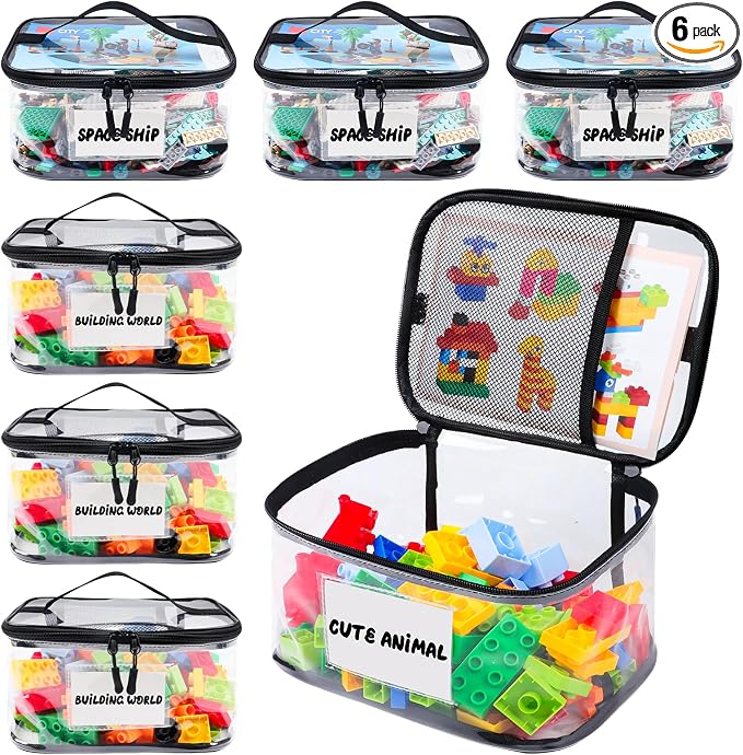 6 Pack Clear Toy Storage Bag by Tesuko