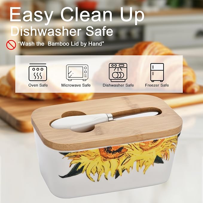 Pretty Sunflower Large Butter Dish - Image 3